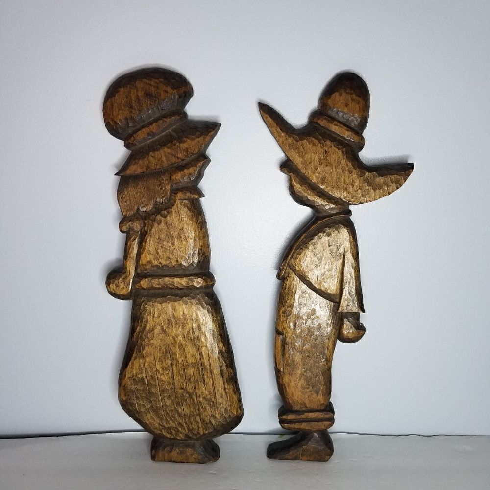 Wooden amish man and woman wooden wall hanging farmhouse decor